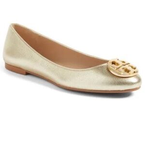 Tory Burch Claire Metallic Tumbled Leather Ballet Flat - Spark Gold